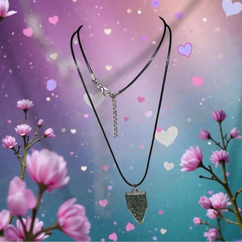 Handmade Resin Arrow Necklace | Green Pendant Minimalist Jewelry - Picture 4 of 5